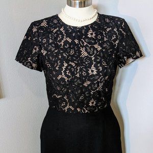 Floral Lace and Wool Twill Dress with Pockets by Brooks Brothers
